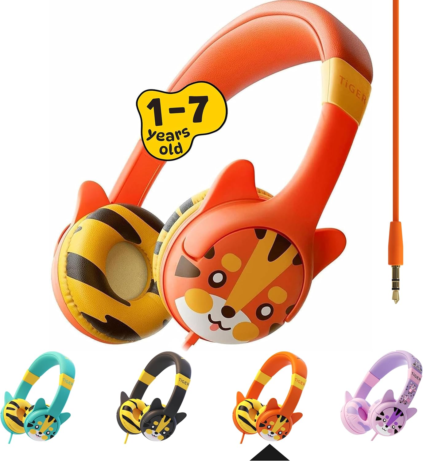 Kidrox coral and teal wired toddler headphones with 85dB volume limit